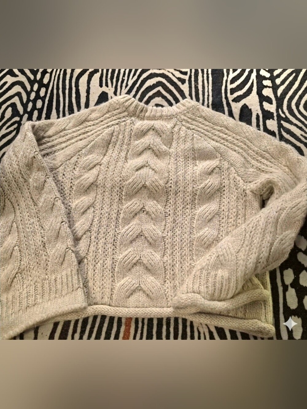 Chunky Cable Knit Cropped Sweater With Raglan Sleeves